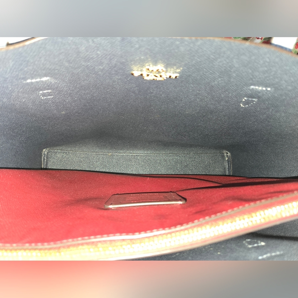 Coach Mollie Leather Tote Gray With Red Interior - Picture 9 of 16